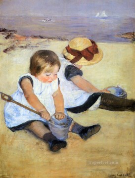 ビーチで遊ぶ子供たち 母親の子供たち メアリー・カサット Oil Paintings